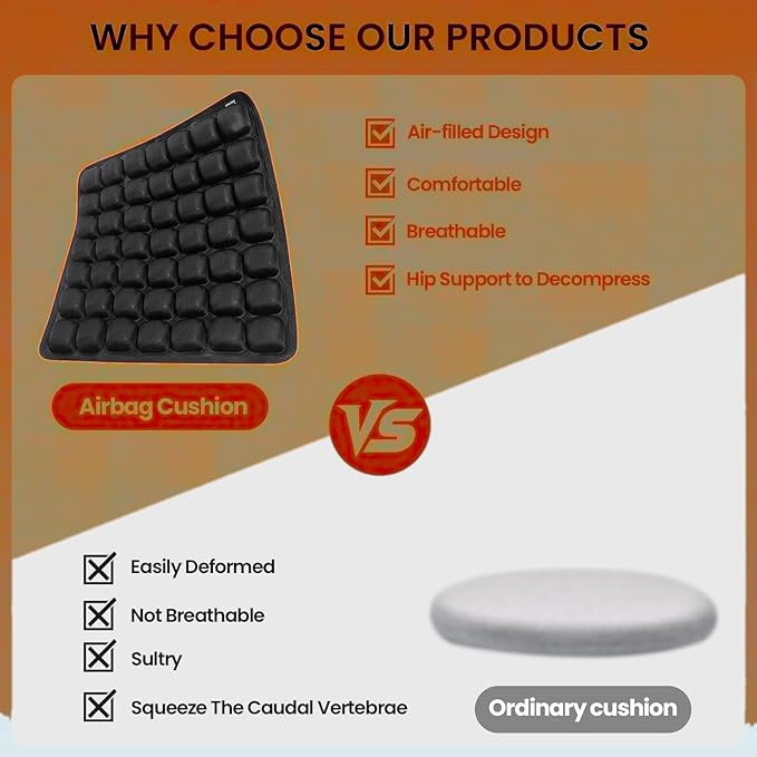 Sondur Inflatable Travel Cushion – Adjustable Bubble Technology for Customized Comfort, Ultra-Portable, Water-Resistant and Inflatable Seat Cushion for Airplane, Car, Office, and Outdoor Adventures