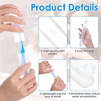 60 Packs Plastic Toothbrush Holders Bulk, Travel Toothbrush Case Covers with Ventilation Holes, 7.67 x 1.1 Inch White PP Material Toothbrushes Protectors for Home Camping Travel