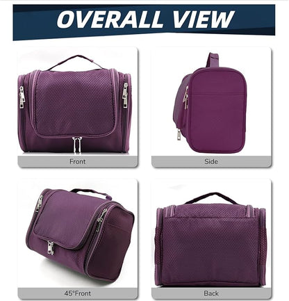 Buruis Large Toiletry Bag for Women and Men, Hanging Travel Bag for Makeup, Cosmetics, Shaving, Toiletries, Water-Resistant Dopp Kit for Gym, Camping, or Daily Use, Purple