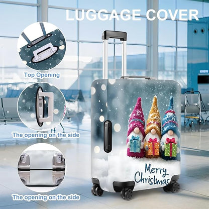 Christmas Luggage Cover – Cute Gnome Travel Suitcase Protector, Waterproof & Stretchable Luggage Sleeve with Zipper for Holiday Travel,XL
