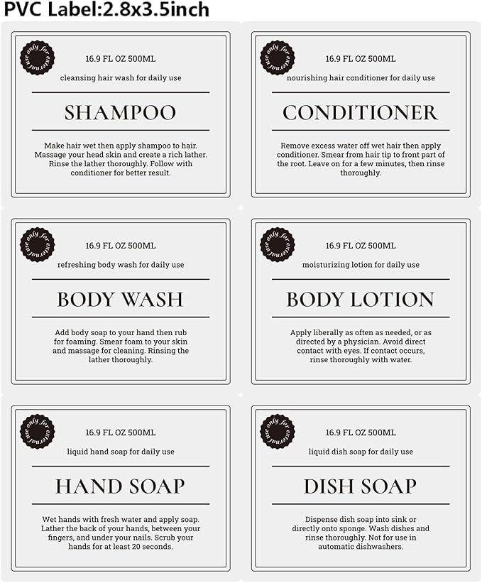 Empty Plastic Bottles with Pump Dispenser and Labels Included, Refillable Travel Containers for Hand sanitizer Shampoo Lotion, etc - No BPA/Parabenf, 500ml/16.9oz (Amber, 3 Pack)