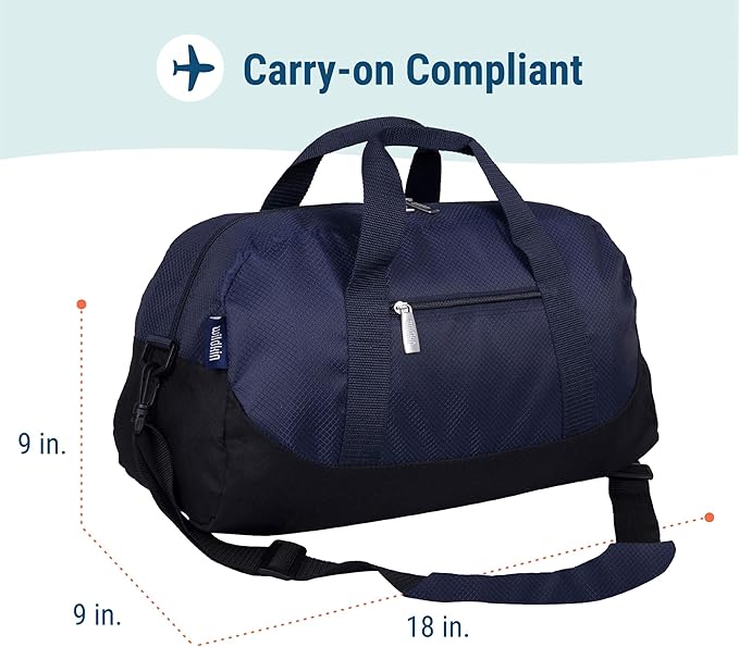 Wildkin Kids Overnighter Duffel Bag – Carry-On Size, Ideal for School & Sleepovers – Rip-Stop Blue