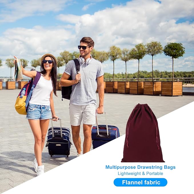 PATIKIL Shoe Dust Bag, 16 Pack Duster Flannel Shoes Pouch with Drawstring Washable Breathable Travel Shoe Bags for Home Luggage Storage, 12x17" Burgundy