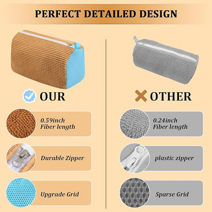 2 Pcs Shoe Washing Machine Bag Sneaker Laundry Bags For washers, Cleaned 360° Mesh Pouch Reusable & Durable Laundry Shoe Bag Side Zipper, Suitable for Washing Machine and Dryer(Light Brown)