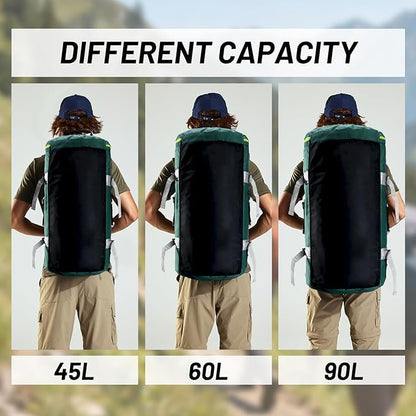 MIER Large Duffel Backpack Sports Gym Bag with Shoe Compartment, Heavy Duty and Water Resistant, Green, 90L