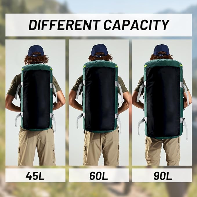 MIER Large Duffel Backpack Sports Gym Bag with Shoe Compartment, Heavy Duty and Water Resistant, Green, 45L