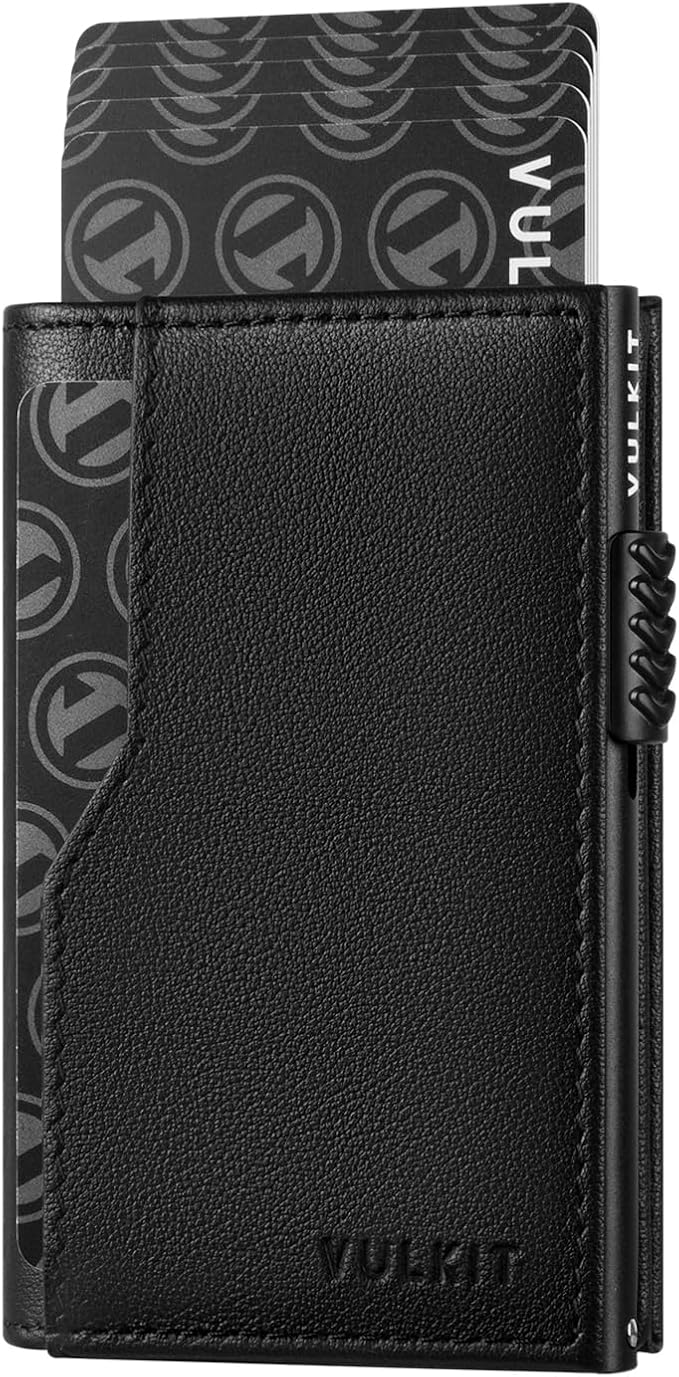 VULKIT Card Holder Wallet with Double ID Windows RFID Blocking Pop Up Wallet Minimalist Design for 12 Cards