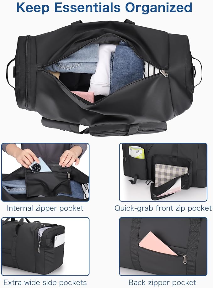 80L Large Duffle Bag for Travel, Urtala 26” Travel Duffle Bag for Men and Women, Foldable Traveling Duffel Bags with Shoes Compartment, Waterproof and Tear Resistant