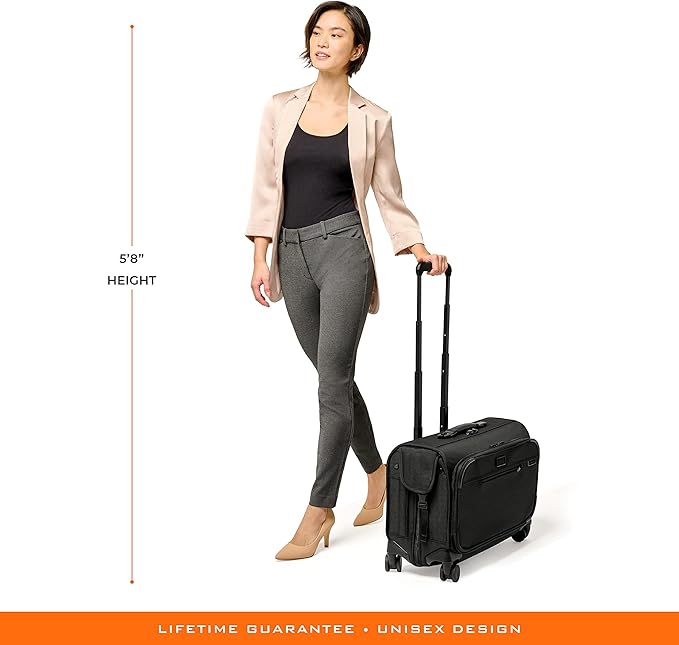 Briggs & Riley 21" Carry-On Wheeled Garment Spinner - Carry On Luggage for Travel, Suitcases with Wheels, Softside Rolling Bag for Men & Women, Built in Hook for Clothes - Baseline Collection, Black