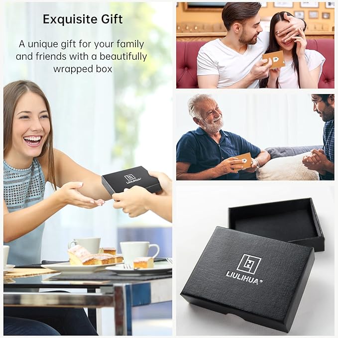 Men's Wallet, Genuine Leather RFID Blocking Slim Money Clip Wallet Minimalist Front Pocket Tri-Fold Money Clip Credit Card Holder with Present Box Khaki