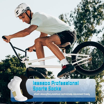 Iseasoo Copper Ankle Compression Socks - Low Cut Arch Support Socks for Men & Women, Running, Nurses, Plantar Fasciitis Socks