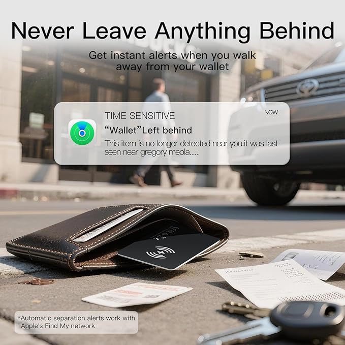 Ultra Slim Air Card Tag: 2025 Wallet Smart Tracker Card - Compatible with Apple Find My Wallets Finder Tracking Cards Tags, Keep Track Item Locator of Luggage, Passport, Purse, Backpack (2 Pack Black)