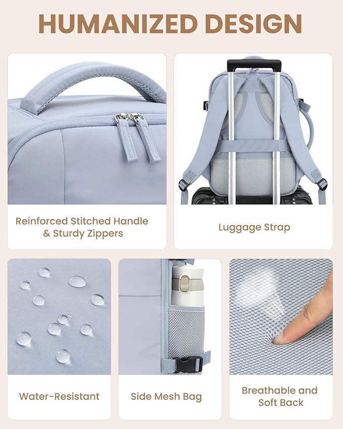 Travel Backpack for Women Man, Waterproof Personal Item Travel Bag Airline Approved Laptop Backpack Bookbag Weekender bags for Business,Travel, Work Fits 15.6 inch Laptop(Medium,Blue)