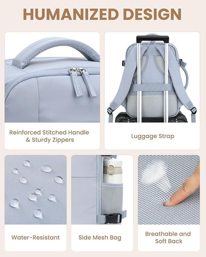 Travel Backpack for Women Man, Waterproof Personal Item Travel Bag Airline Approved Laptop Backpack Bookbag Weekender bags for Business,Travel, Work Fits 15.6 inch Laptop(Medium,Blue)