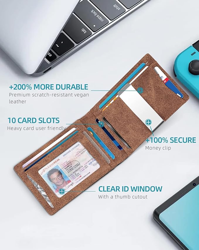 Zitahli Men's Wallets Airtag Holder Slim Rfid Leather with Gift Box