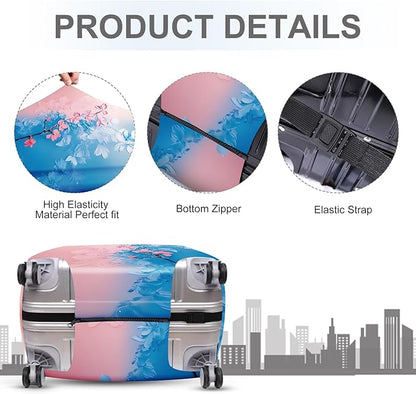 ANNA QUEEN Elegant Cherry Blossom Luggage Cover, Beautiful Floral Art Design, Stretchable, Washable Travel Sleeve for 20-34 Inch Luggage