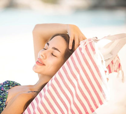 Bazaar Anatolia Turkish Beach Towel – 100% Cotton, Quick Dry, Sand Free Pastel Towel for Bathroom and Camping – Oversized 71x39 Inches – Arpa Coral