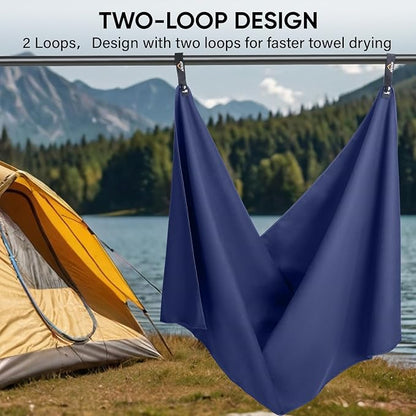 APEXUP Microfiber Travel Towel, Ultra Absorbent Quick Dry Towels, Lightweight Gym Sports Camping Towel for Workout, Yoga, Beach, Shower, Swimming (Combo, Navy Blue)