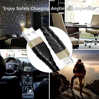 OIITH MFi Certified for iPhone Charger Cable 3 Pack 10 Ft, Extra Long for Lightning Charging Cord, Fast 2.4A for iPhone USB Cord Compatible with iPhone12/11/XS/Max/XR/X/8/8P/7P/6/iPad - Gold