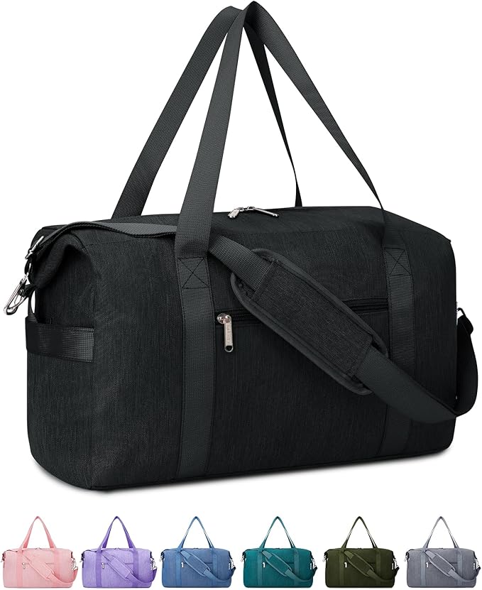 Narwey For Spirit Airlines Personal Item Bag 18x14x8 Foldable Duffle Bag for Travel Packable Duffel Bag for Traveling Carry on Bag for Airplanes Underseat with Wet Pocket for Women and Men (Black)