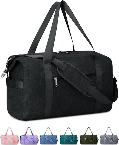 Narwey For Spirit Airlines Personal Item Bag 18x14x8 Foldable Duffle Bag for Travel Packable Duffel Bag for Traveling Carry on Bag for Airplanes Underseat with Wet Pocket for Women and Men (Black)