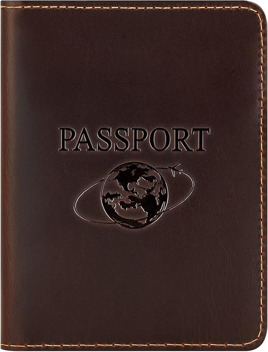 BIAOTIE Premium Leather Passport Holder Covers, Rfid Travel Wallet Passport Document Holder, Travel Essentials Wallet Cover Case for Men and Women (Coffee Brown)