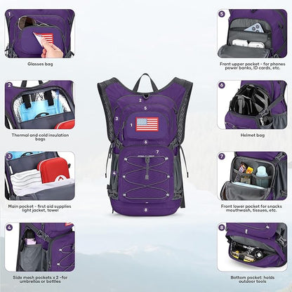 Maelstrom Hydration Hiking Backpack with 2L/3L Water Bladder, High Flow Bite Valve Camping Daypack Lightweight