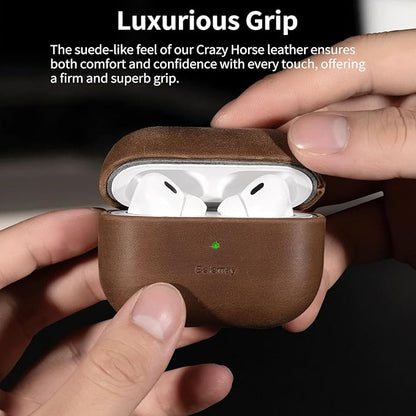Belemay for AirPods Pro (1st Generation) Case, Compatible with MagSafe, Premium Crazy Horse Leather [Vintage Aesthetic] - Unique Patina - Comfort Grip - Compatible with AirPods Pro Case (2019), Brown