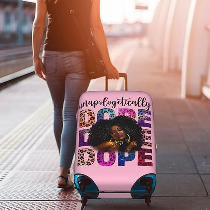 Travel Suitcase Protector African American Girl Elastic Protective Washable Luggage Cover With Concealed Zipper Suitable For 18-32 Inch(XL (for 29-32 inch luggage))