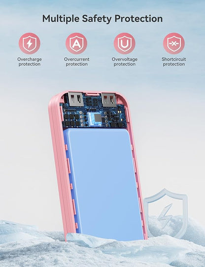 12000mAh Ultra-Portable-Charger-Power-Bank with Built in Cables&AC Wall Plug,PD20W USB-C Fast Charging Cell Phone Charger Battery Pack,LED Display Travel Battery Bank for All iPhone,Samsung,Android