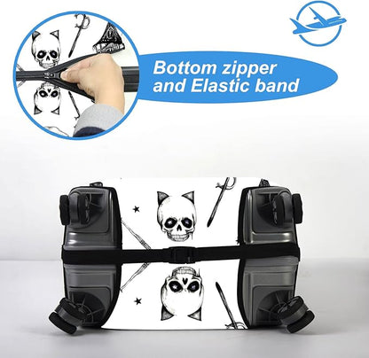 Luggage Cover Protector for 26-28 Inch Suitcases, TSA Approved Elastic Travel Suitcase Covers, Anti-Scratch Washable Luggage Sleeve for Carry On & Checked Bags, Watercolor Gothic Black