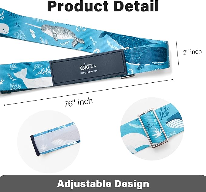 Luggage Straps for Suitcases,Adjustable Luggage Elastic Belt, Travel Essentials for Airport,Station, Vibrant Designs, (Azure Ocean)