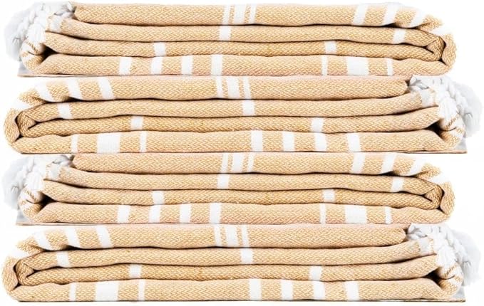Cotton Turkish Beach Towel with Towels Oversized 36"x72" Pool Absorbent Extra Large Quick Dry Sand Travel Towel (Desert Sand, 4 Pack)