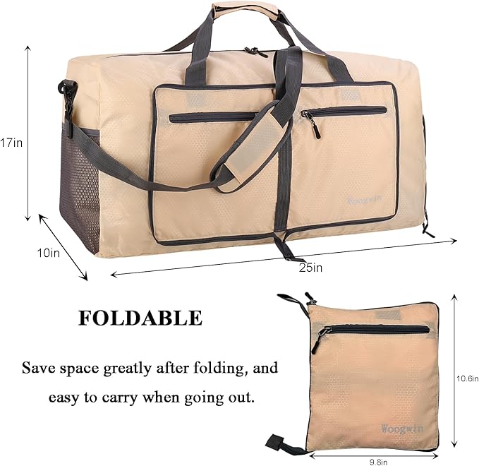 Woogwin Travel Duffel Bag Large Foldable Waterproof Overnight Bag for Beach Swim Bags Pool Sports Gym