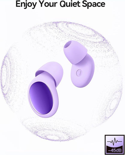 Ear Plugs for Sleeping 45dB Noise Cancelling Ear Plugs for Noise Reduction & Snoring, Concerts, Earplugs for Sleep, Sider Sleepers Airplane, Silicone Earplugs Reusable Concert Ear Plug +8Tip Violet