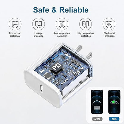 iPhone Charger Fast Charging,iPhone Fast Charger 2Pack Type C Fast Charger Block Plug Adapter 6FT USB-C to Lightning Cable Cord for iPhone14/13/13 Pro/12 Pro/12 Pro Max/11/Xs Max/XR/X/SE,iPad,AirPods