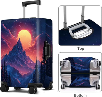 Luggage Cover Washable Suitcase Protector Anti-scratch Suitcase cover Fits 20-34 Inch Luggage (Snow mountain, S(20-22inch suitcase))