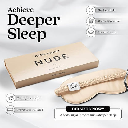 TheSleepGuard Pure Silk Sleep Mask [100% 6A Mulberry Silk, 22 Momme] Light Blocking Travel Essentials. Eye Masks for Sleeping. Black Oeko-Tex Blindfold. Eye Covers for Men & Women