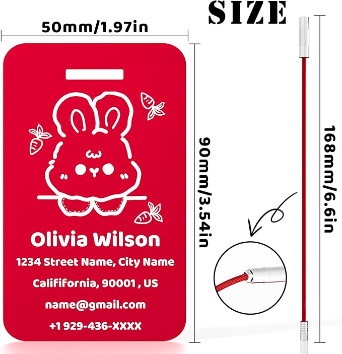 4 PCS Personalized Luggage Tags for Suitcases, Custom Aluminum Luggage Tags for Bags and Backpacks, Waterproof & Heavy Duty Personalized Metal Name Tags for Travel (Red)