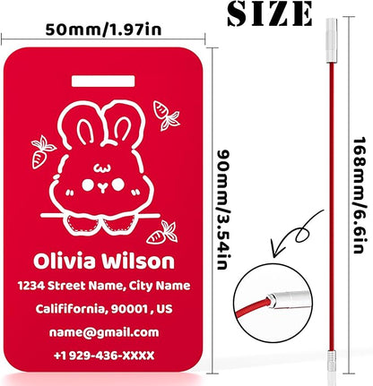 4 PCS Personalized Luggage Tags for Suitcases, Custom Aluminum Luggage Tags for Bags and Backpacks, Waterproof & Heavy Duty Personalized Metal Name Tags for Travel (Red)