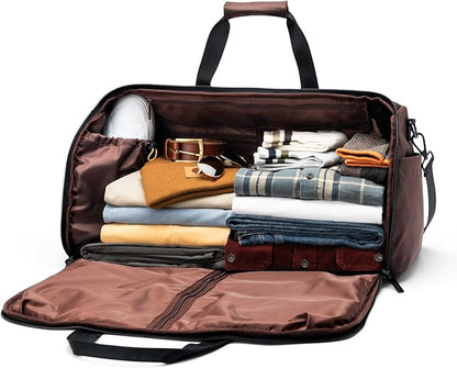 Halfday Convertible 2-in-1 Premium Garment Duffel Weekender Bag 45L | Wrinkle-Free Travel, Hanging Suit Compartment, Shoe Pockets, Trolley Sleeve. Balistic Nylon Carry-On, Port