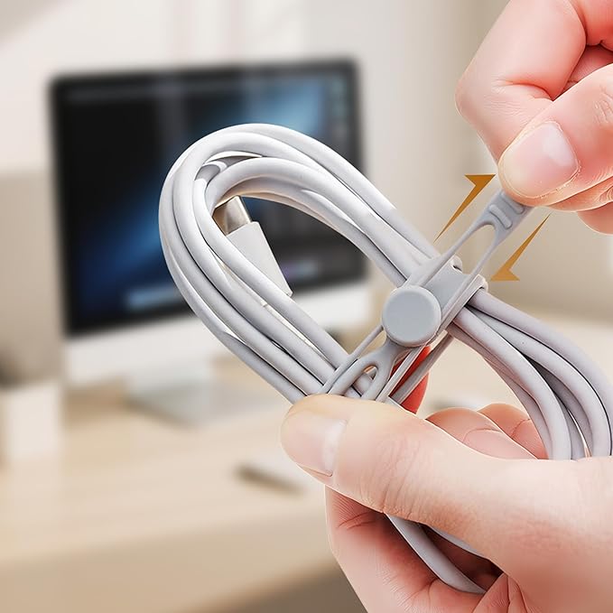 30 Pcs Silicone Data Cable Organizer, Reusable Cable Ties Wire Organizers for Office, Multipurpose Elastic Cord Wraps Cable Management for Charging Cord,Appliances,Home,Office,Kitchen,School,Travel