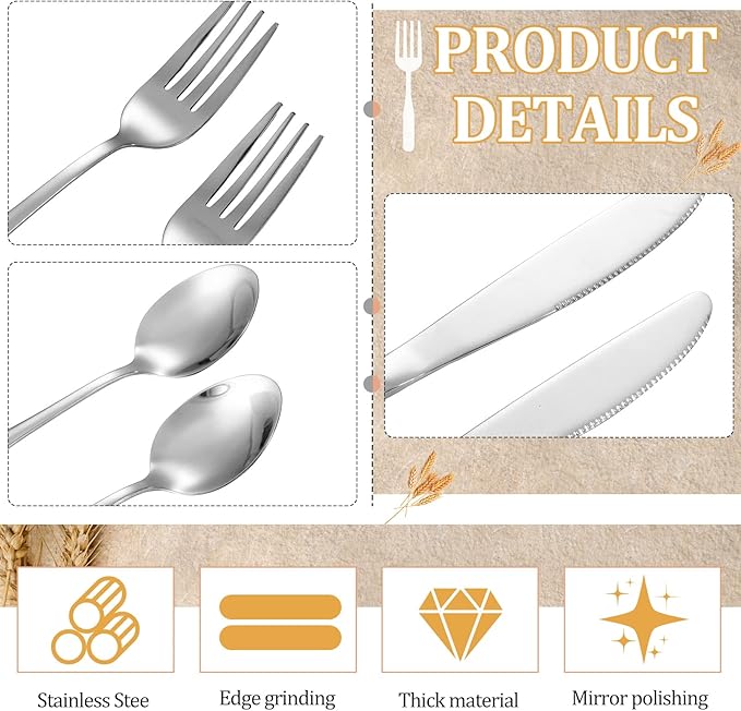 Yinkin 4 Pack Portable Travel Utensils Set with Case Reusable Stainless Steel Silverware Flatware Camping Cutlery Include Fork Spoon Knife for Work School Dishwasher Safe(Blue, Beige, Green, Pink)