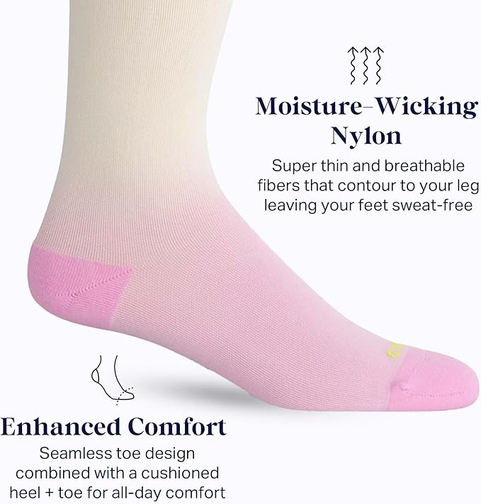 Comrad Nylon Knee High Socks - 15-20mmHg Graduated Compression Socks - Soft & Breathable Support Unisex Socks