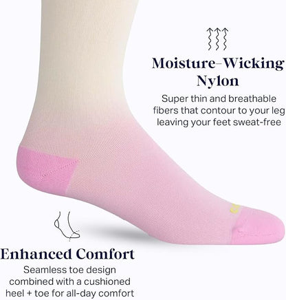 Comrad Nylon Knee High Socks - 15-20mmHg Graduated Compression Socks - Soft & Breathable Support Unisex Socks