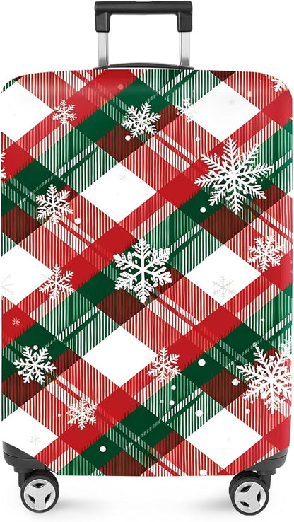 FOREVER QUEEN Red green grid Luggage Cover Suitcase Protector Suitcase Cover Anti-Scratch,Stretchable Bag Cover Washable Durable Polyester