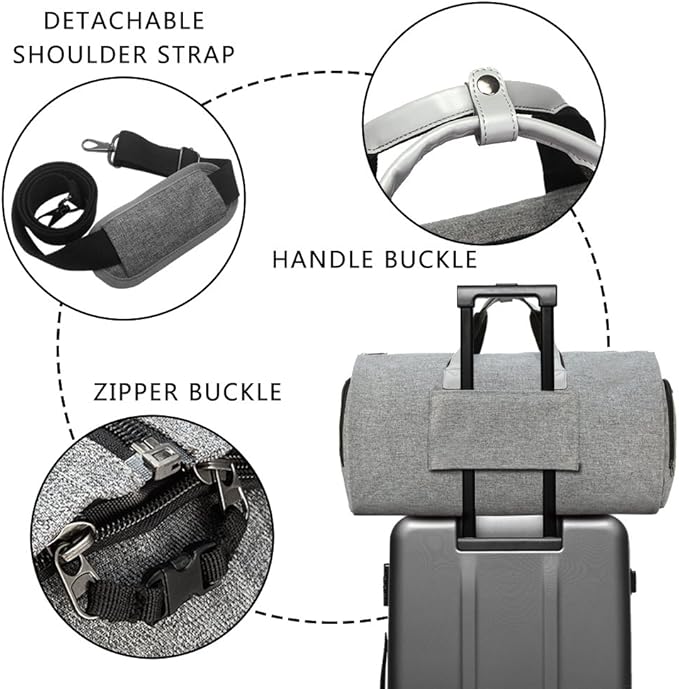 Modoker Convertible Garment Bag with Shoulder Strap, Carry on Garment Duffel Bag for Men Women - 2 in 1 Hanging Suitcase Suit Travel Bags (Grey)