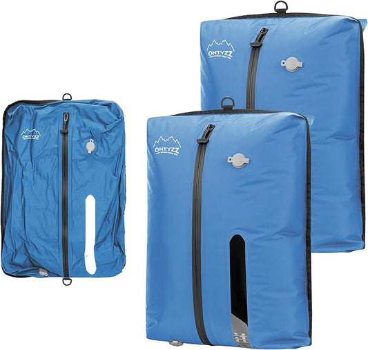 ONTYZZ TPU Vacuum Bag for Travel Reusable Compression Bag with IPX8 Waterproof Zipper Durable Space Saver Bag,Large Two Pack Blue（NO PUMP!）