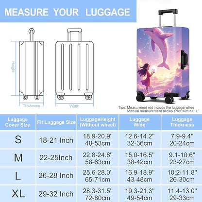 Luggage Cover Washable Suitcase Protector Anti-Scratch,Stretchable Fit for 20-34Inch Luggage Durable Travel Bag Cover with Zipper Closure (Dolphin, M(fits 24-26Inch suitcase))