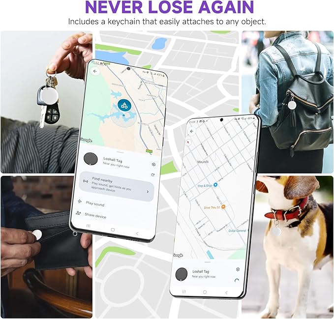 Eelexa Air Tag for Android (NOT for iOS or Huawei) Air Tags Luggage Tracker Tags Bluetooth Tracker for Android Smart Tracking Tag for Google Find My Device App Item Finder for Backpack, Keys (2 White)